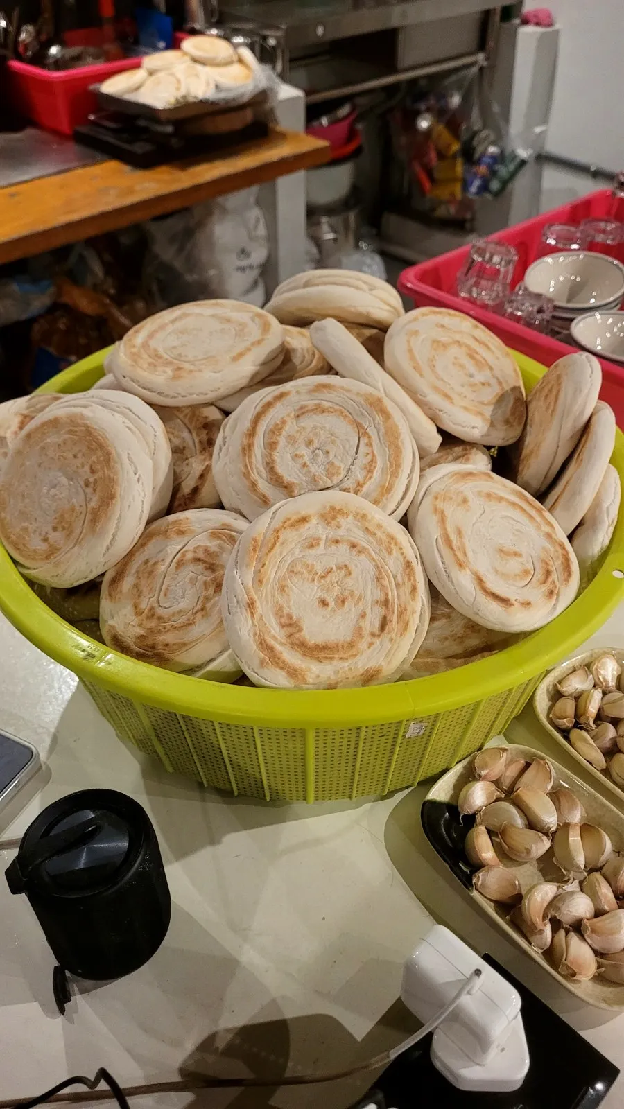 A basket of round biscuits