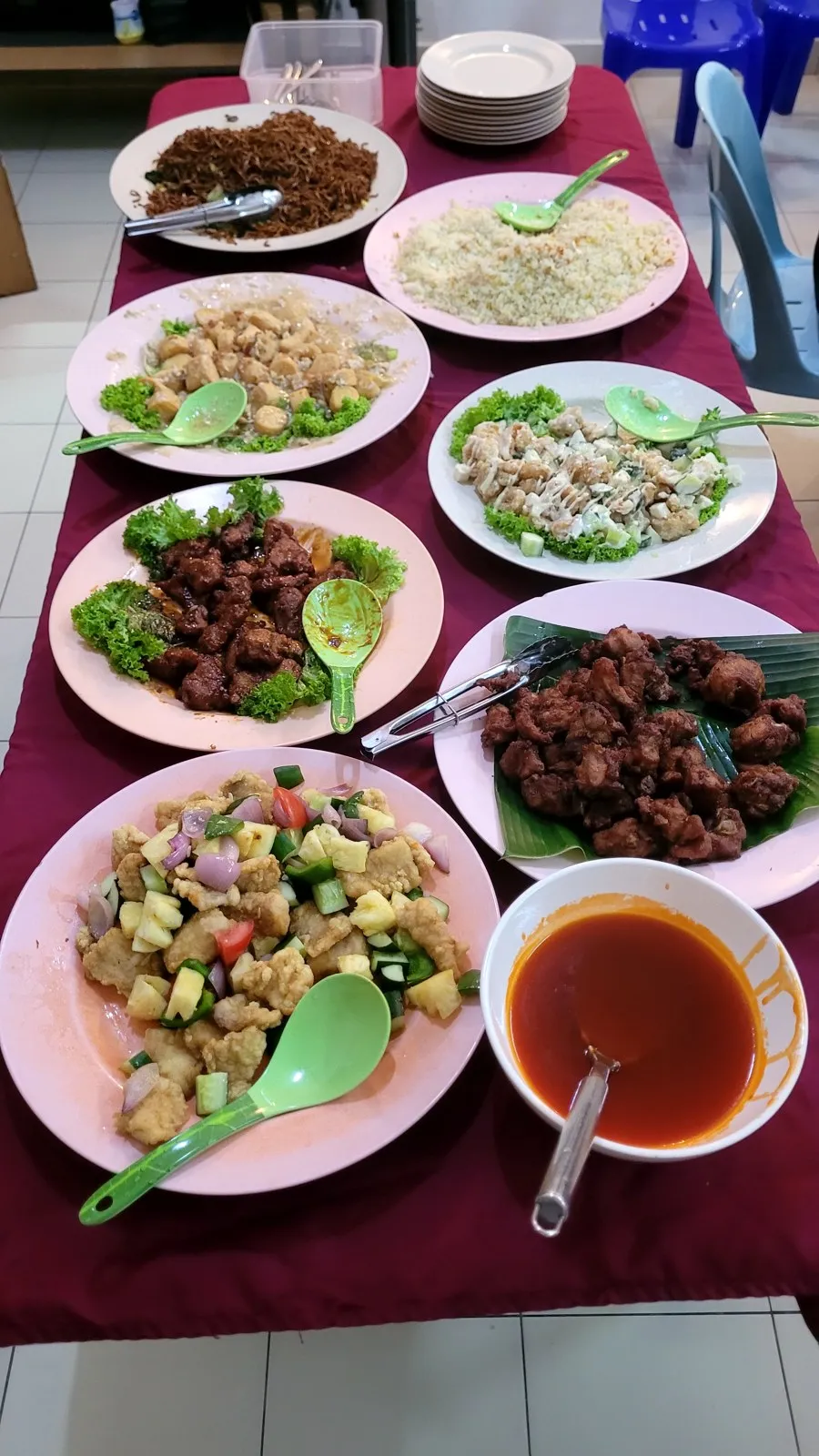 A table of party food