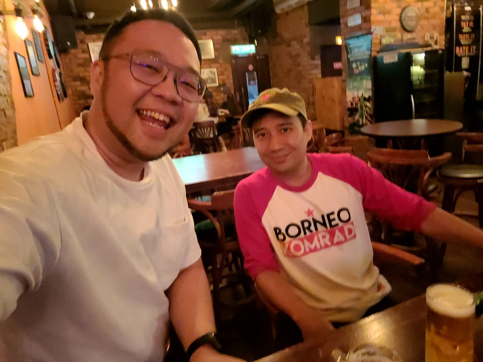 Selfie with a friend at a pub