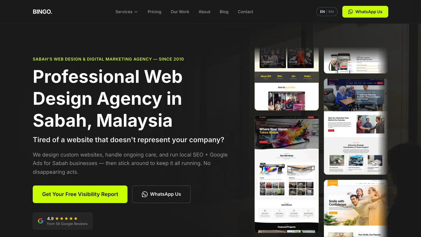 The BINGO Web Design website