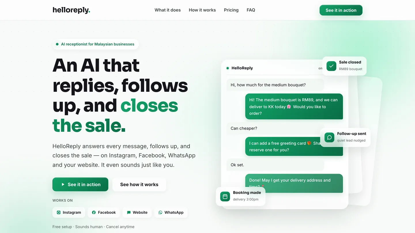 The HelloReply website