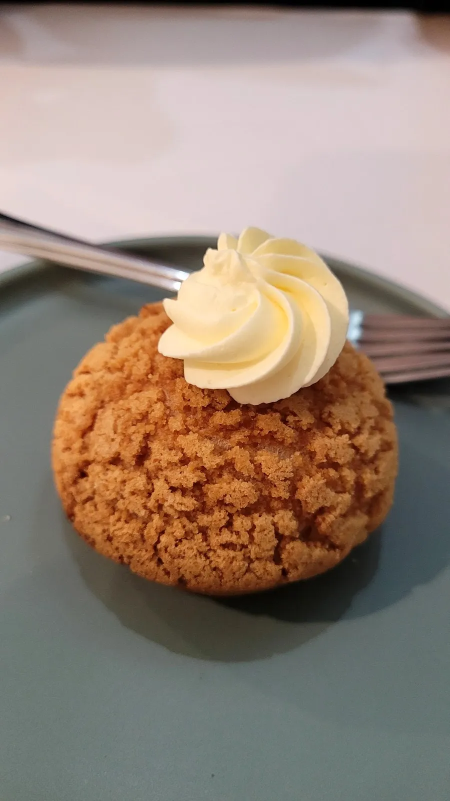 A choux pastry dessert with cream on top