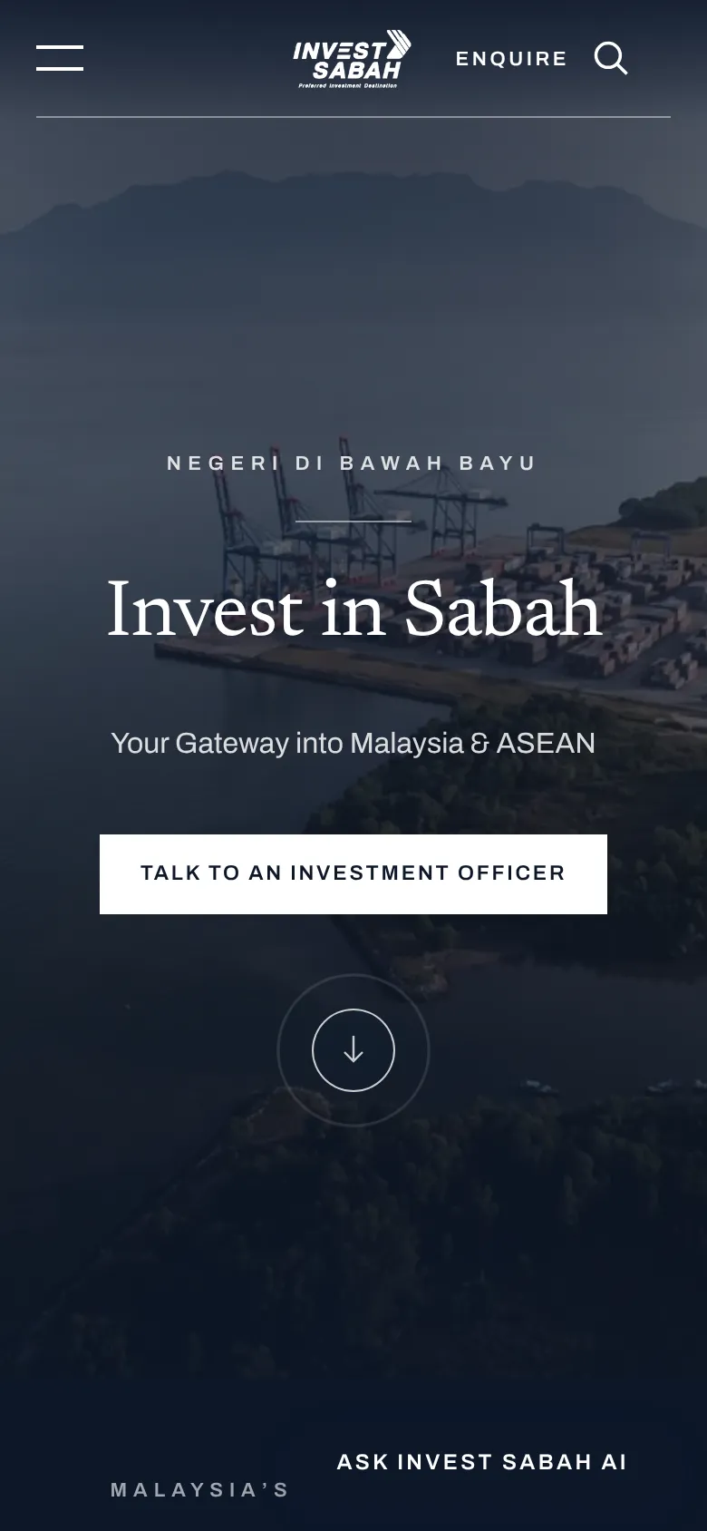 A state agency's homepage on a phone