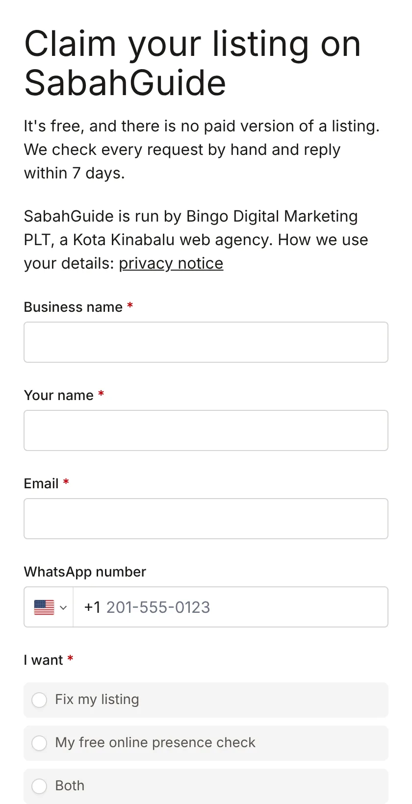 The claim form